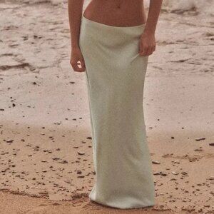 SATIN MIDI SKIRT
